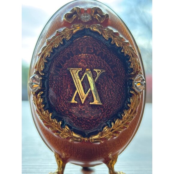 Vivian Alexander First Edition 2000 Enamel Egg  Burgundy Gold, Crystal Accent - Picture 7 of 9
